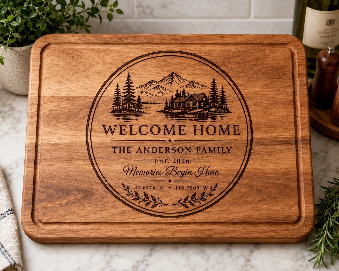 Personalized Welcome Home Rectangular Cutting Board – Realtor Closing Gift