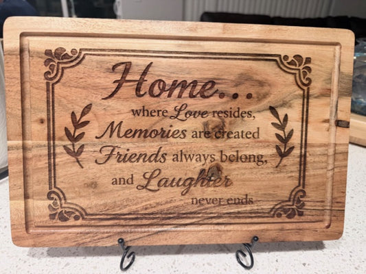Home... Where Love Resides Custom Engraved Cutting Board