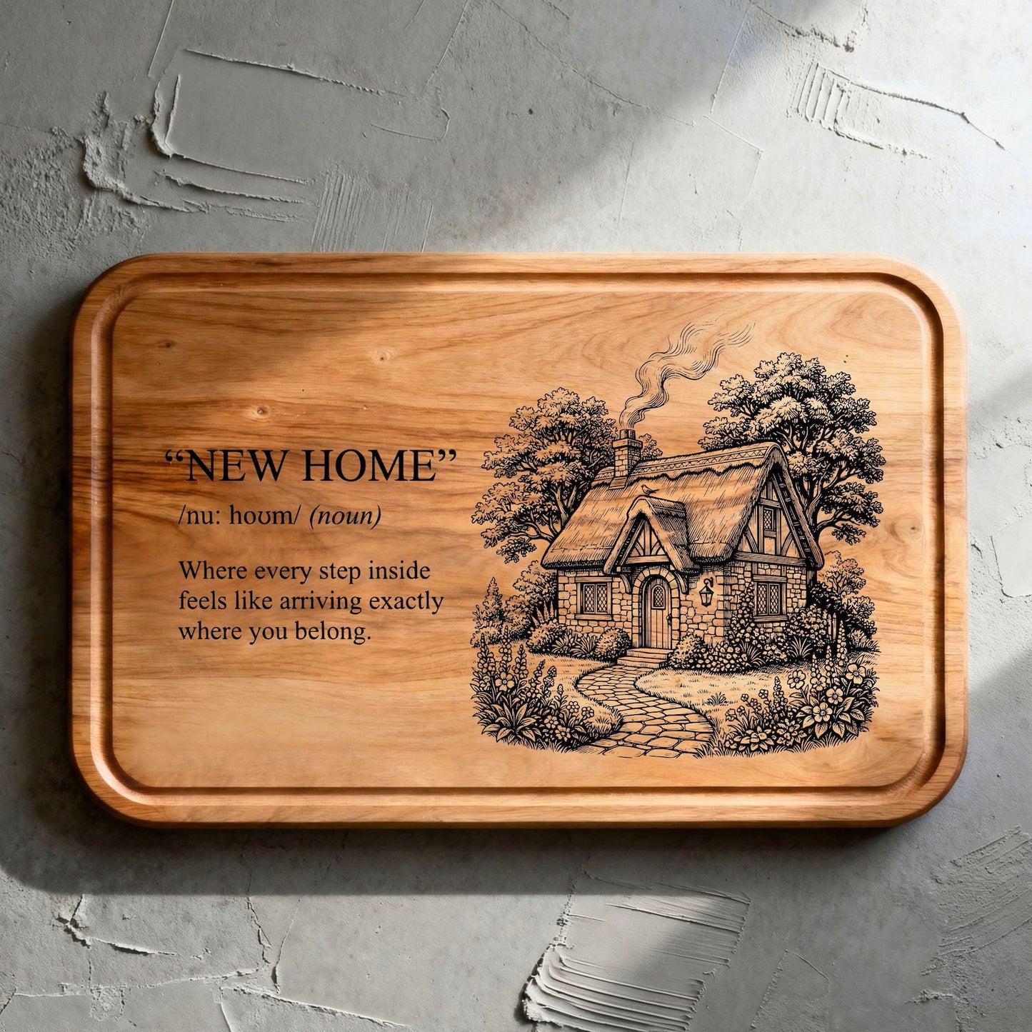New Home Storybook Cottage Cutting Board – Realtor Closing Gift