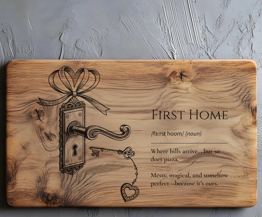 First Home Rustic Key Cutting Board – Funny Realtor Closing Gift