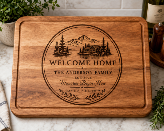 Personalized Welcome Home Rectangular Cutting Board – Realtor Closing Gift