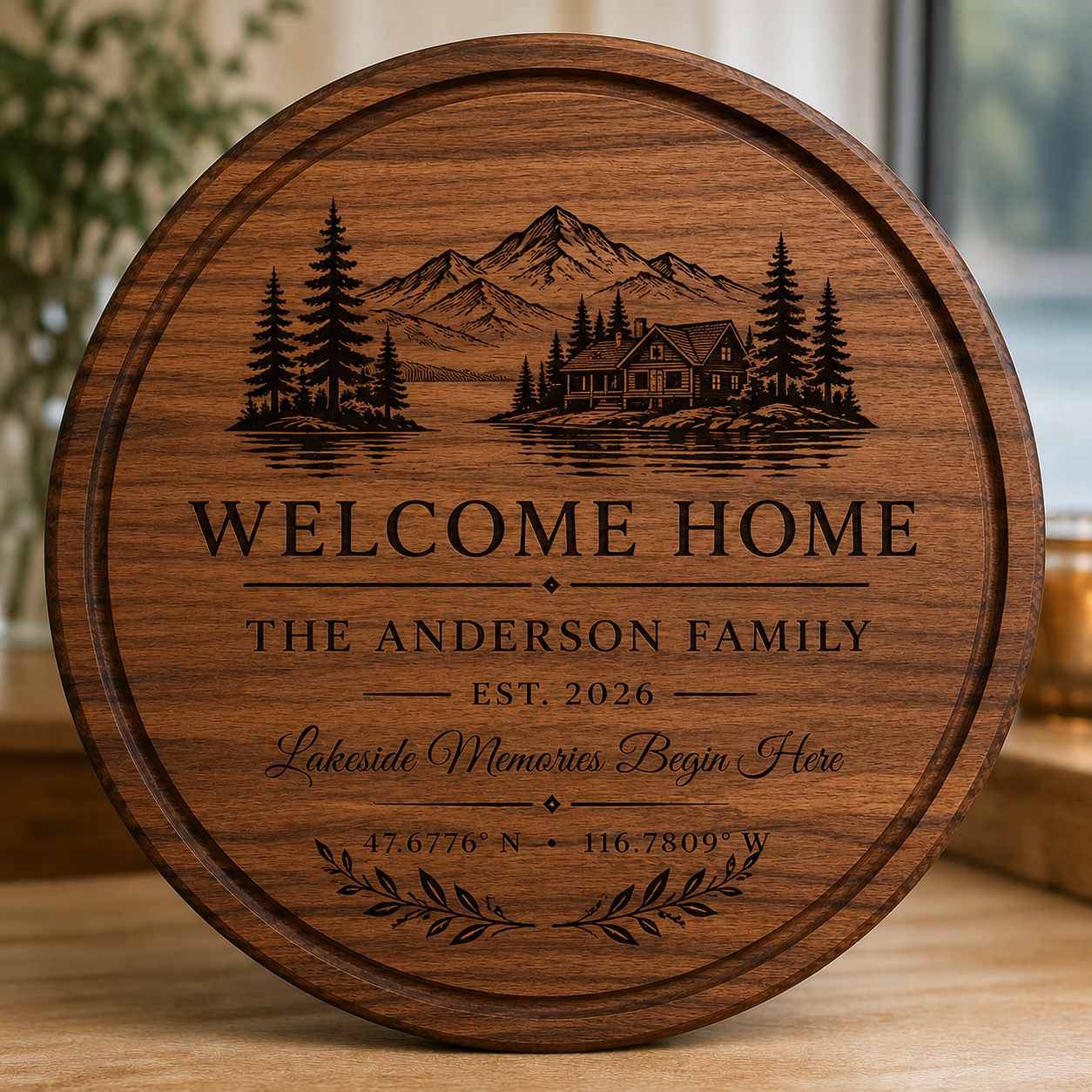 Personalized Realtor Closing Gift – Custom Lakeside Cabin Cutting Board